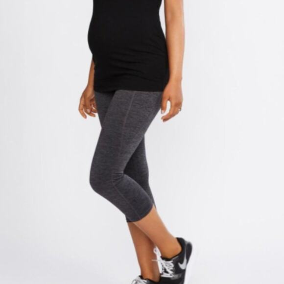 Motherhood Maternity Charcoal Grey Cropped Leggings Size Medium New w Tags - Picture 2 of 11